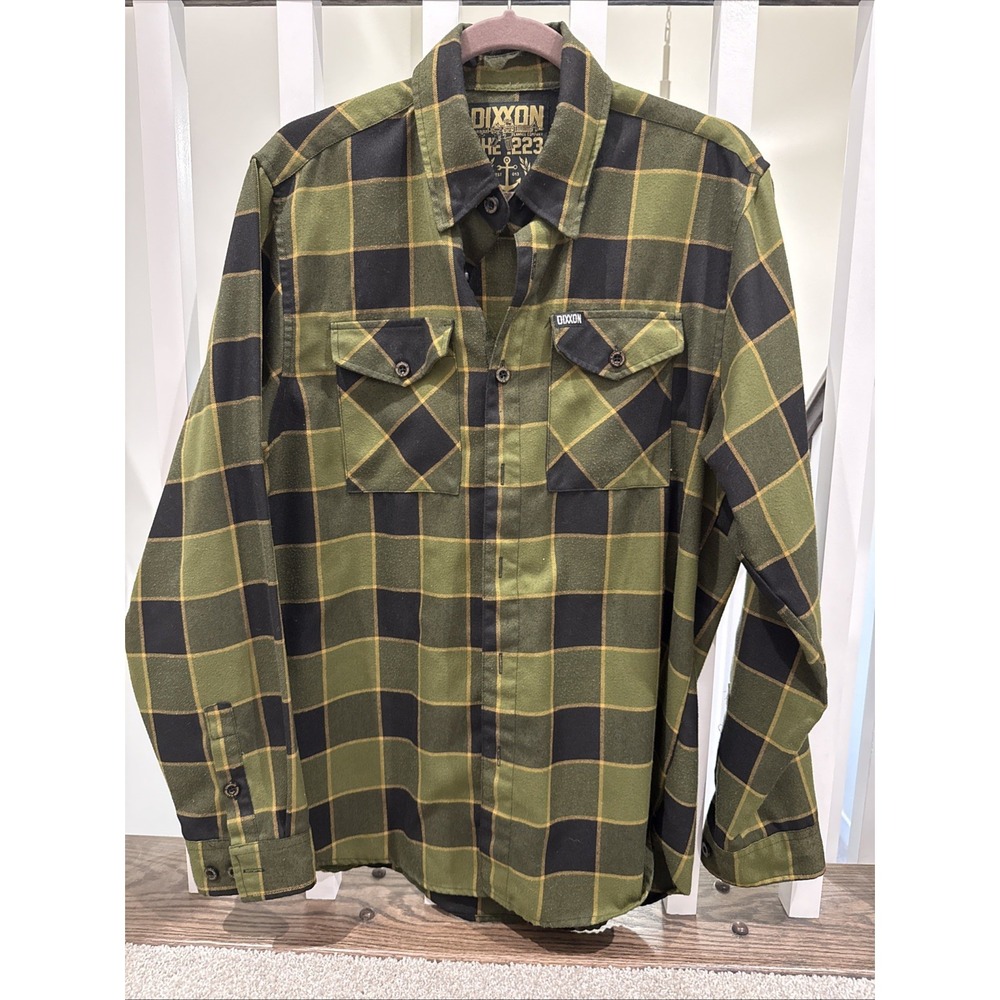 Dixxon Flannel Shirt Mens Medium Green Black Plaid The .223 Work Biker‎ Thick